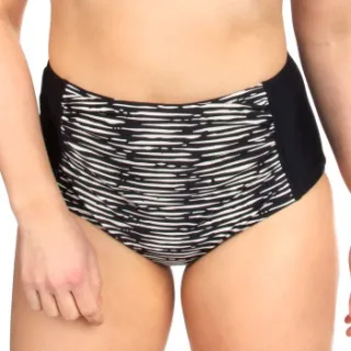 Trofé Graphic high waist bikinibroekje zwart met wit Zwart,Versch.kleure/Patroon,Wit