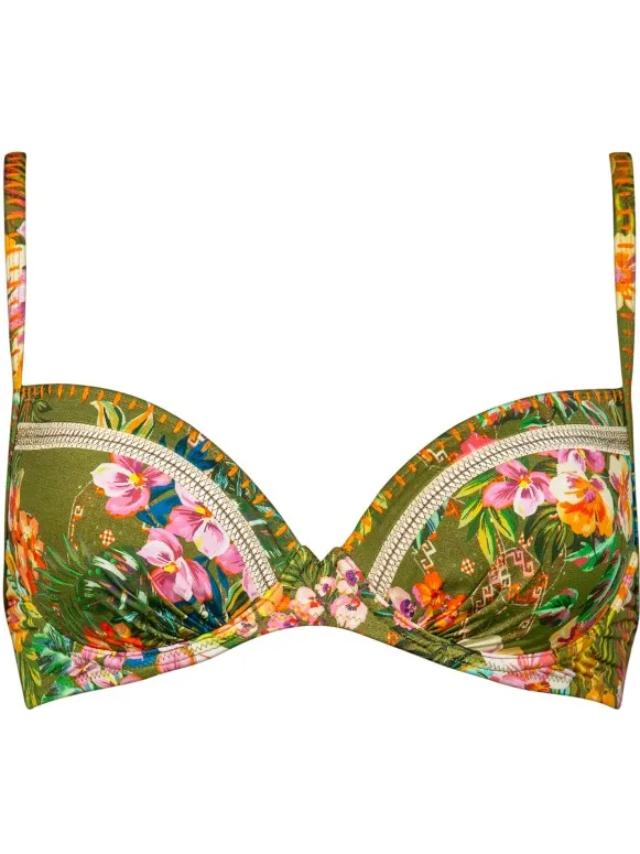 WATERCULT Women's Sunset Florals Bikini Top 7374 - Bikinitop - D, olijfgroen