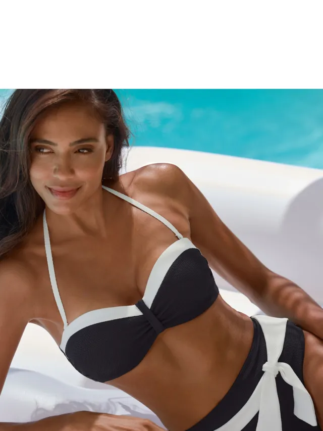 bandeaubikinitop met beugel zwart/crème