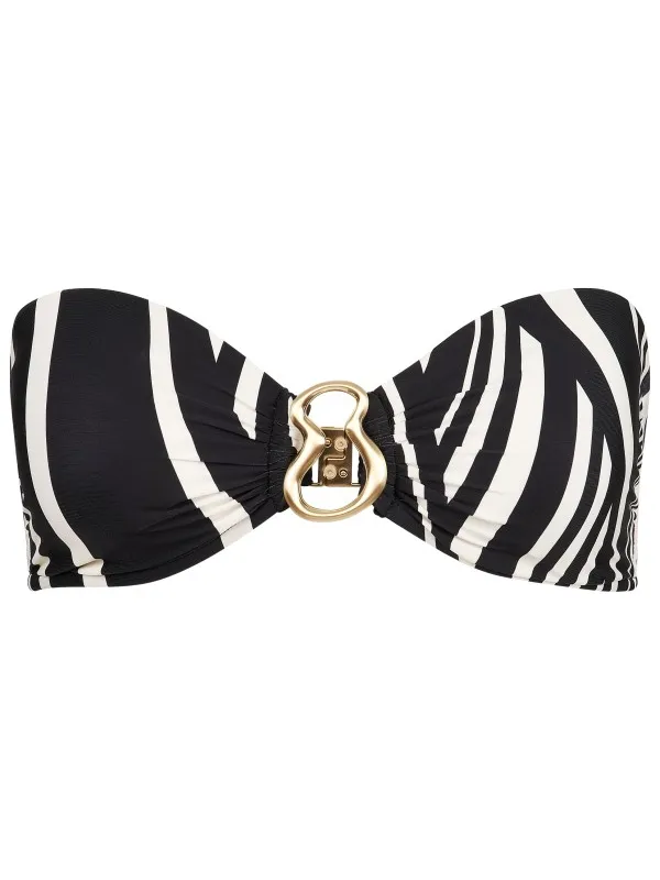 Seafolly Women's Coastline Ring Front Bandeau - Bikinitop, zwart