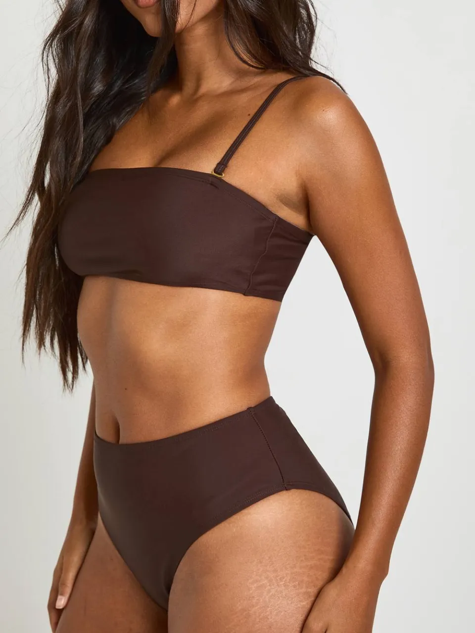 boohoo Dames Essentials Hoge Taille Bikini Broekje chocoladebruin, foto 3