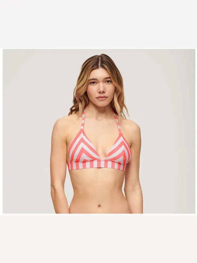 Superdry Gestreepte triangelbikinitop - Dames - Badpakken pink stripe