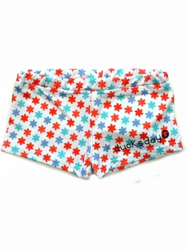 Ducksday zwembroek - Wit - blauw - rood - 10 jaar - UV beschermend - meisje - 134/140 - UPF50+ Lily