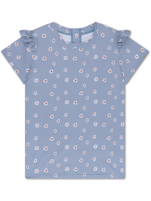 Swim Essentials Zwemshirt - Korte Mouwen - Blauw - Daisy Flower - 62/68