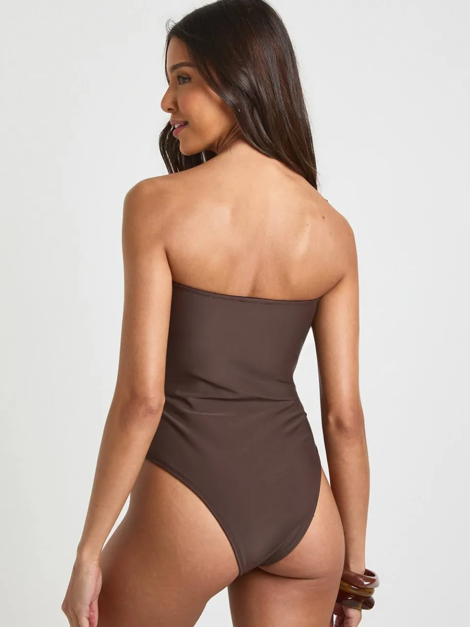 boohoo Dames Bandeau Badpak Met Goudkleurig Detail, foto 3