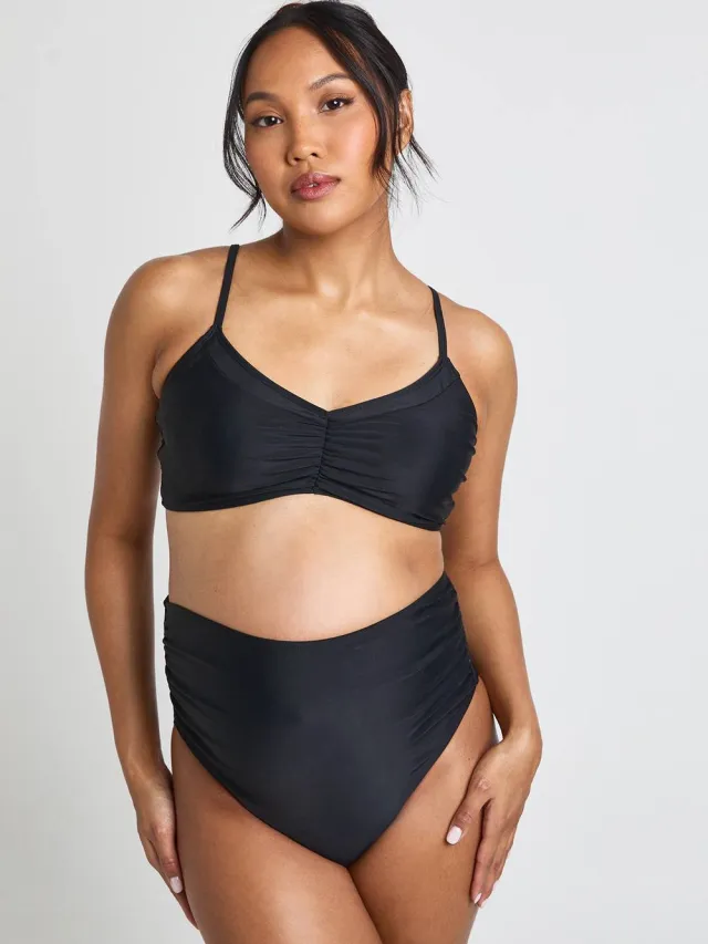 boohoo Dames Zwangerschaps Bikini Top Met Rimpeling zwart, foto 3