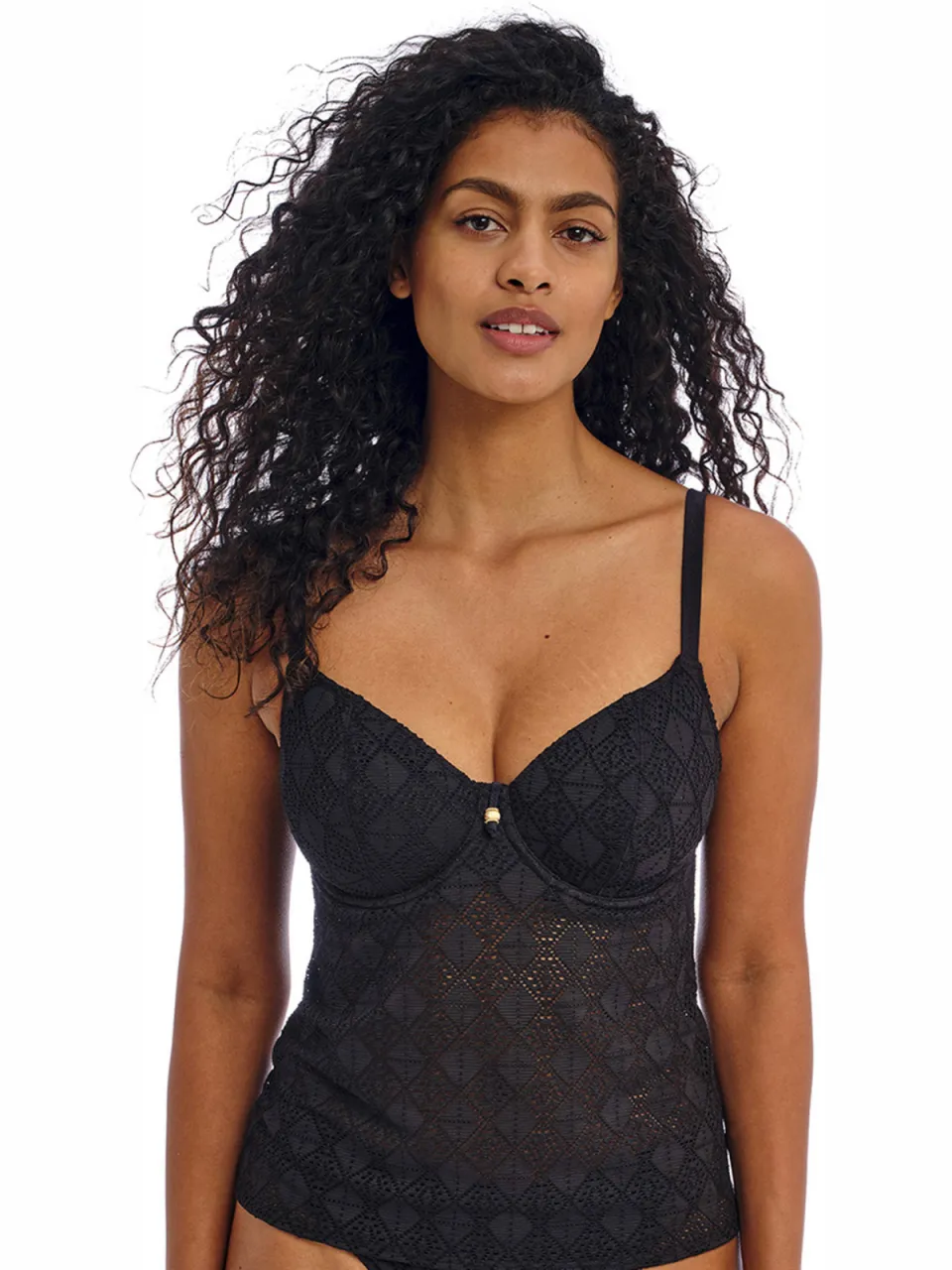 Freya Nomad crochet tankini bikinitop zwart