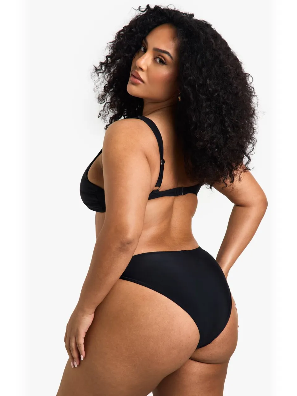 boohoo Dames Plus Zwemkleding Essentials V-Voorkant Slip zwart, foto 3
