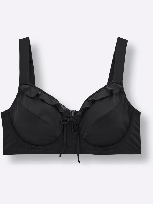 bikinitop zwart met volants