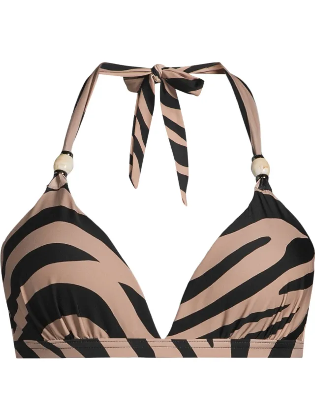 BEACHWAVE halter bikinitop zwart/taupe, foto 2