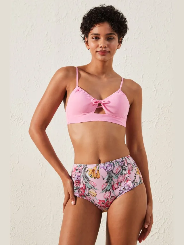 Penti Hoge Taille Bloemen Hipster Bikini Onderstukken Veelkleurig