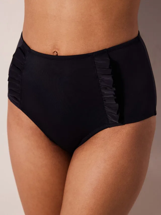 Penti Bikini-slip met hoge taille en ruches Zwart