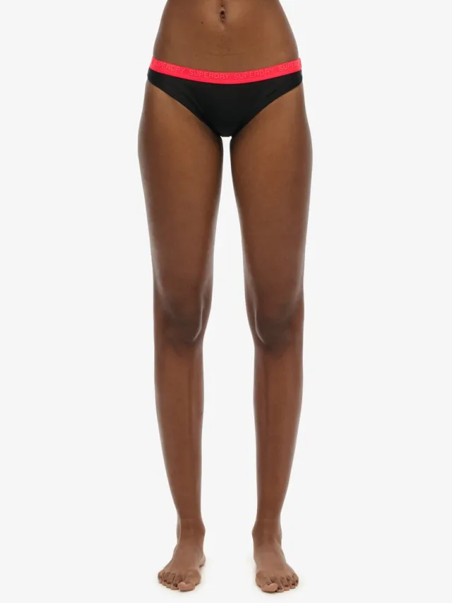 Superdry Klassiek elastisch bikinibroekje - Dames - Badpakken black