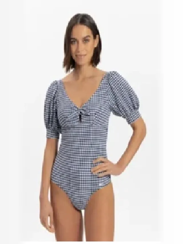 Cyell Gingham badpak in blauwe vichy-print