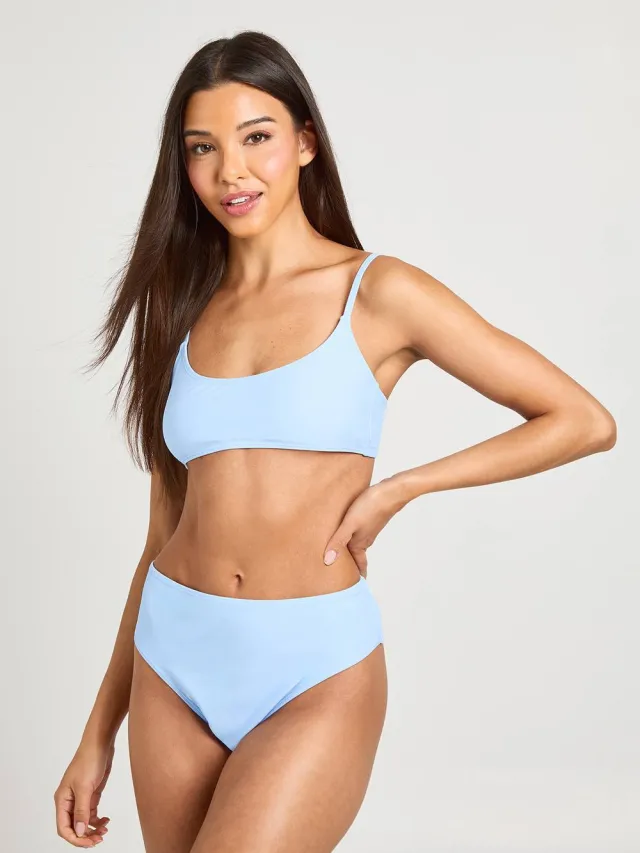 boohoo Dames Essentials Hoge Taille Bikinibroekje Blauw