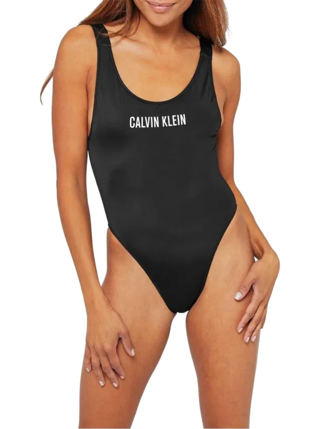 Calvin Klein Dames/Dames logo-eendelig badpak (Zwart)