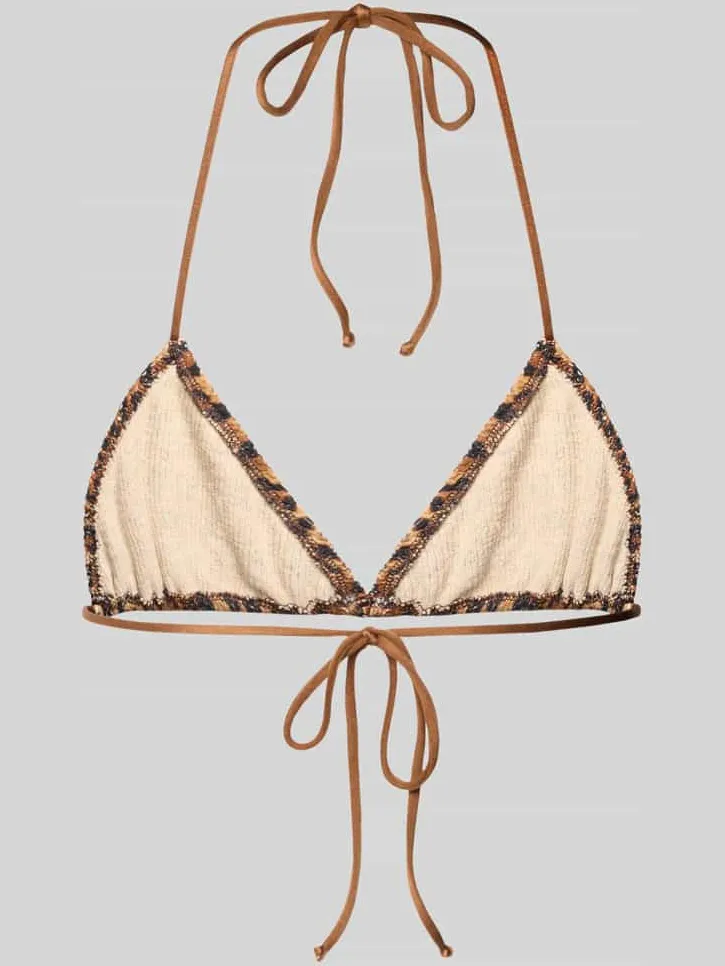 MC2 Saint Barth Bikini-bovendeel met vetersluiting model 'LEAH' middenbruin, foto 2