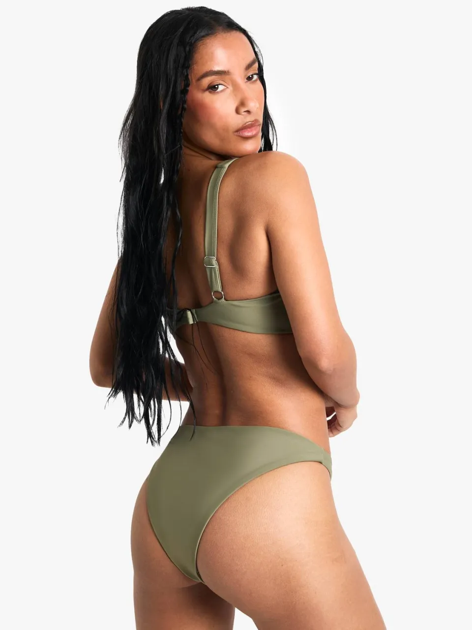 boohoo Dames Zwemkleding Essentials Scoop Bikini Top kaki, foto 2