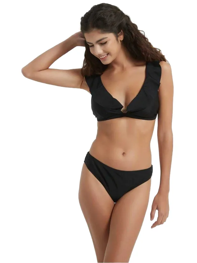 Be You Dames/Dames Frill Bikini Top (Zwart)