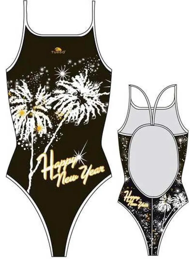Turbo Happy New Year Zwemkleding Rood,Wit 2XL Vrouw Black