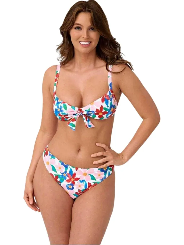 Be You Dames/Dames Bikini Top met Bloemen Frontstriemen (Veelkleurig) Groen