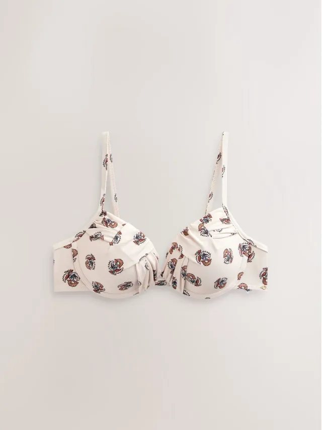 Next Dames - Gedrapeerde vormgevende bikinitop met beugels en vullingen - Crème