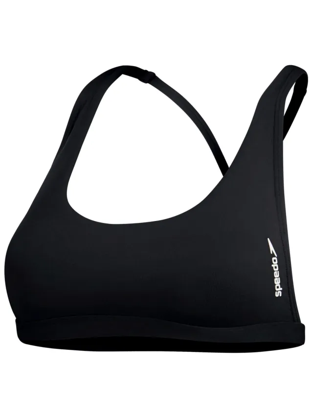 Speedo Bikinitop met ronde hals voor dames (Antraciet) Grijs