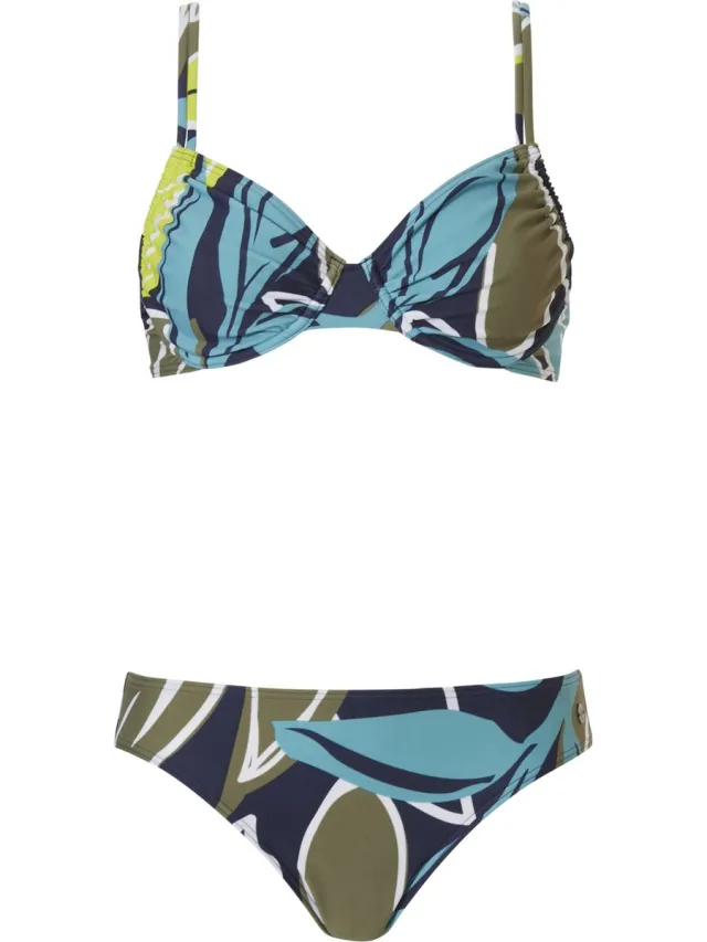 Pastunette Dames Bikini Pastunette - Floral Leaves - Blauw/Groen
