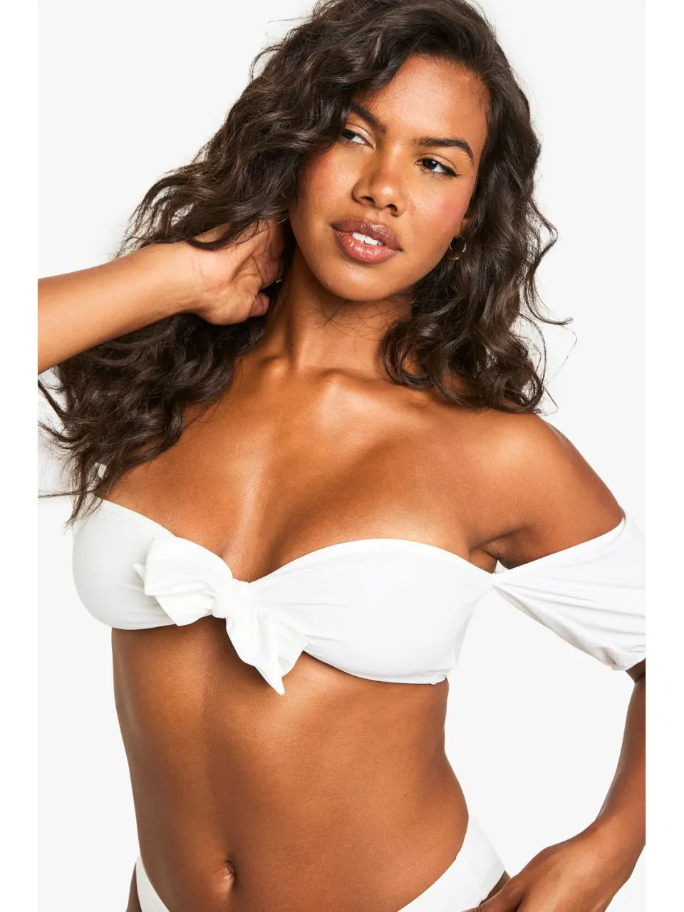 boohoo Dames Premium Bruids bikini-top met pofmouwen wit, foto 4