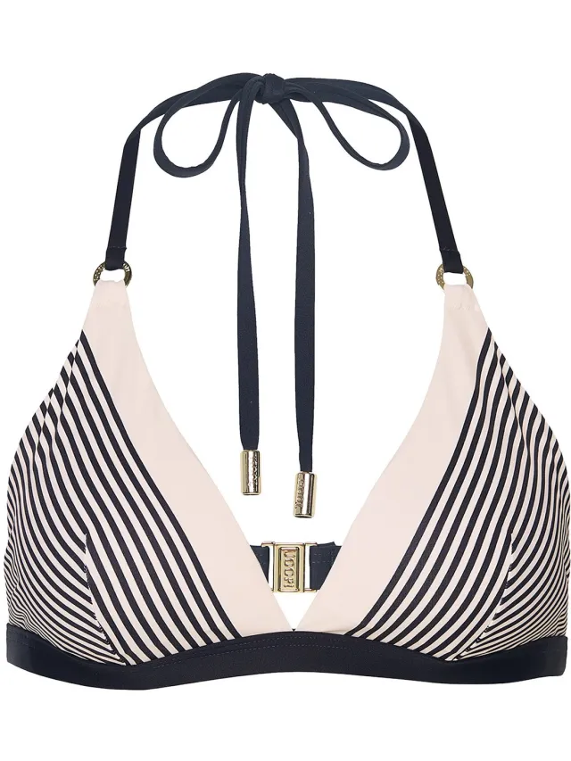 Joop! Triangel-Bikini-Top Stripes blauw