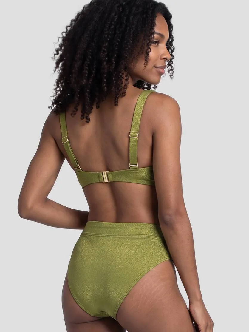 BEACHWAVE high waist bikinibroekje met lurex - olijfgroen, foto 7