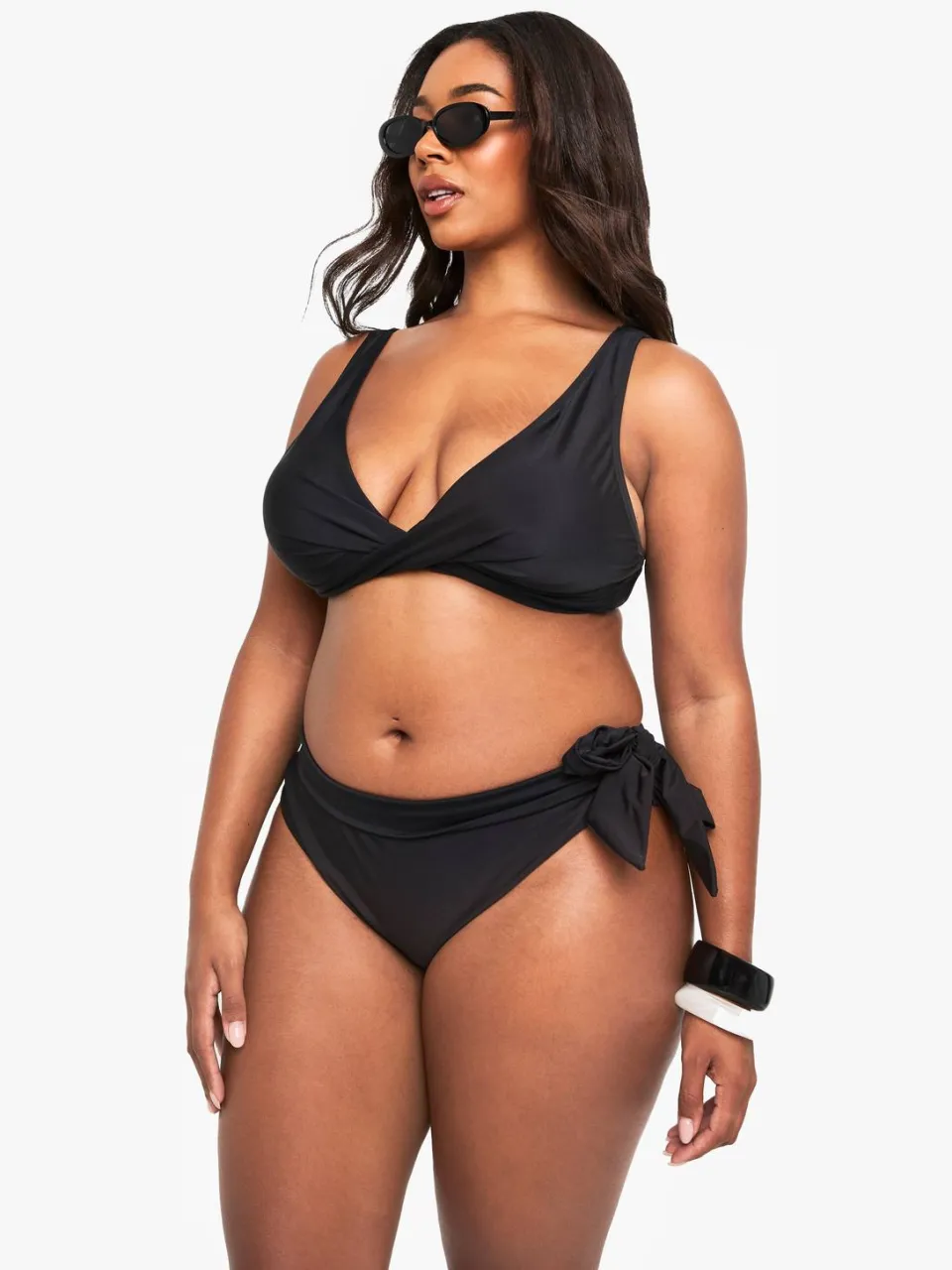 boohoo Dames Plus Tie Bikini Broekjes Zwart