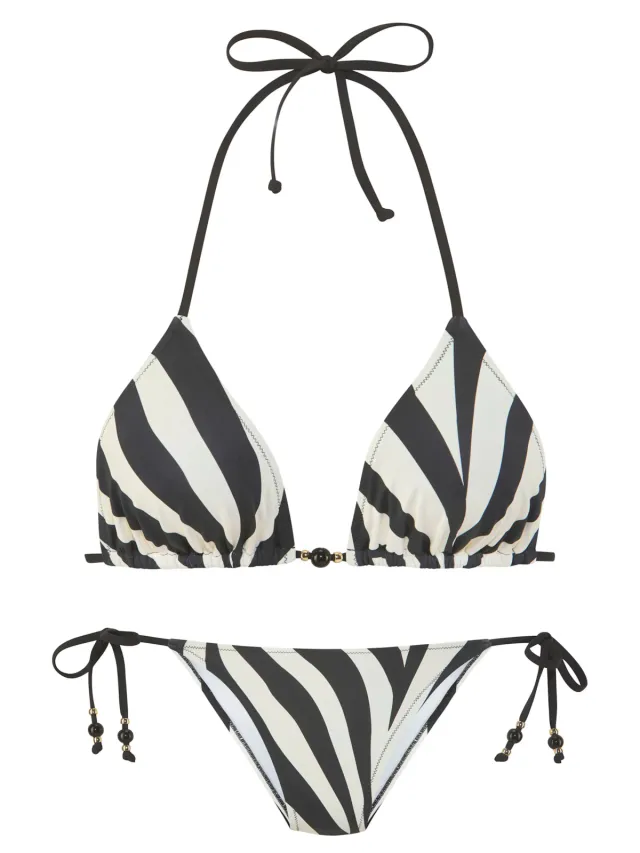 triangelbikini zwart crème dierenprint, foto 2