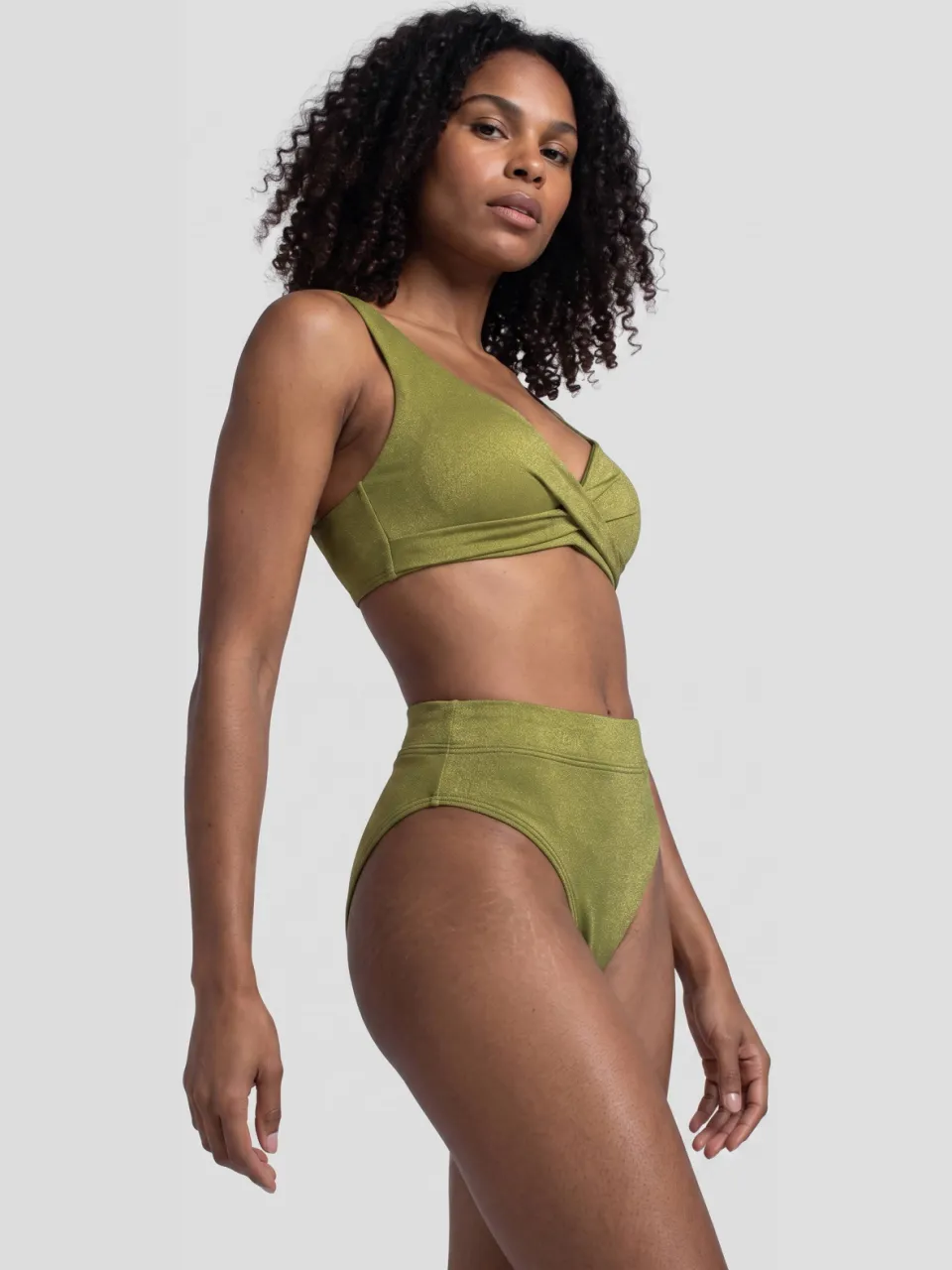 BEACHWAVE push-up bikinitop met lurex olijfgroen, foto 7