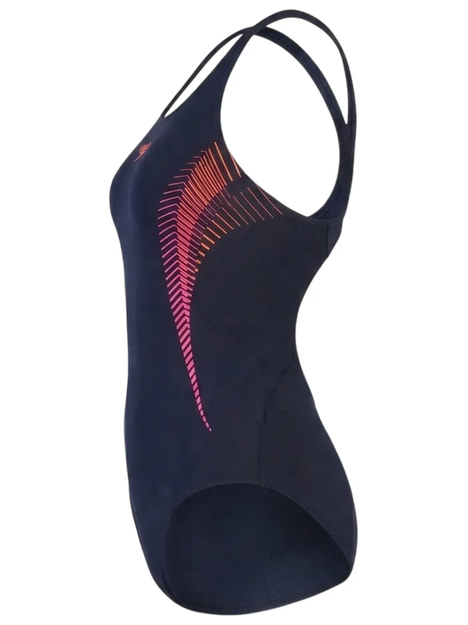 Speedo Dameszwempak met abstracte print en muscleback-ontwerp (Marine / Roze), foto 2