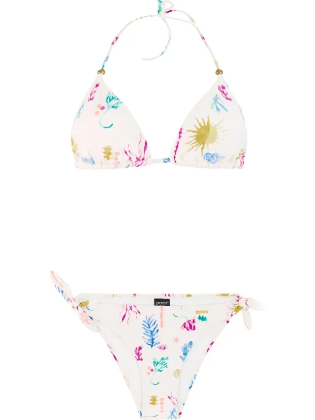 Protest PRTEmpty - Triangel bikini set Dames - Koordsluiting - Uitneembare vulling - Normale pasvorm - Medium dekking - Wit Canvas Offwhite