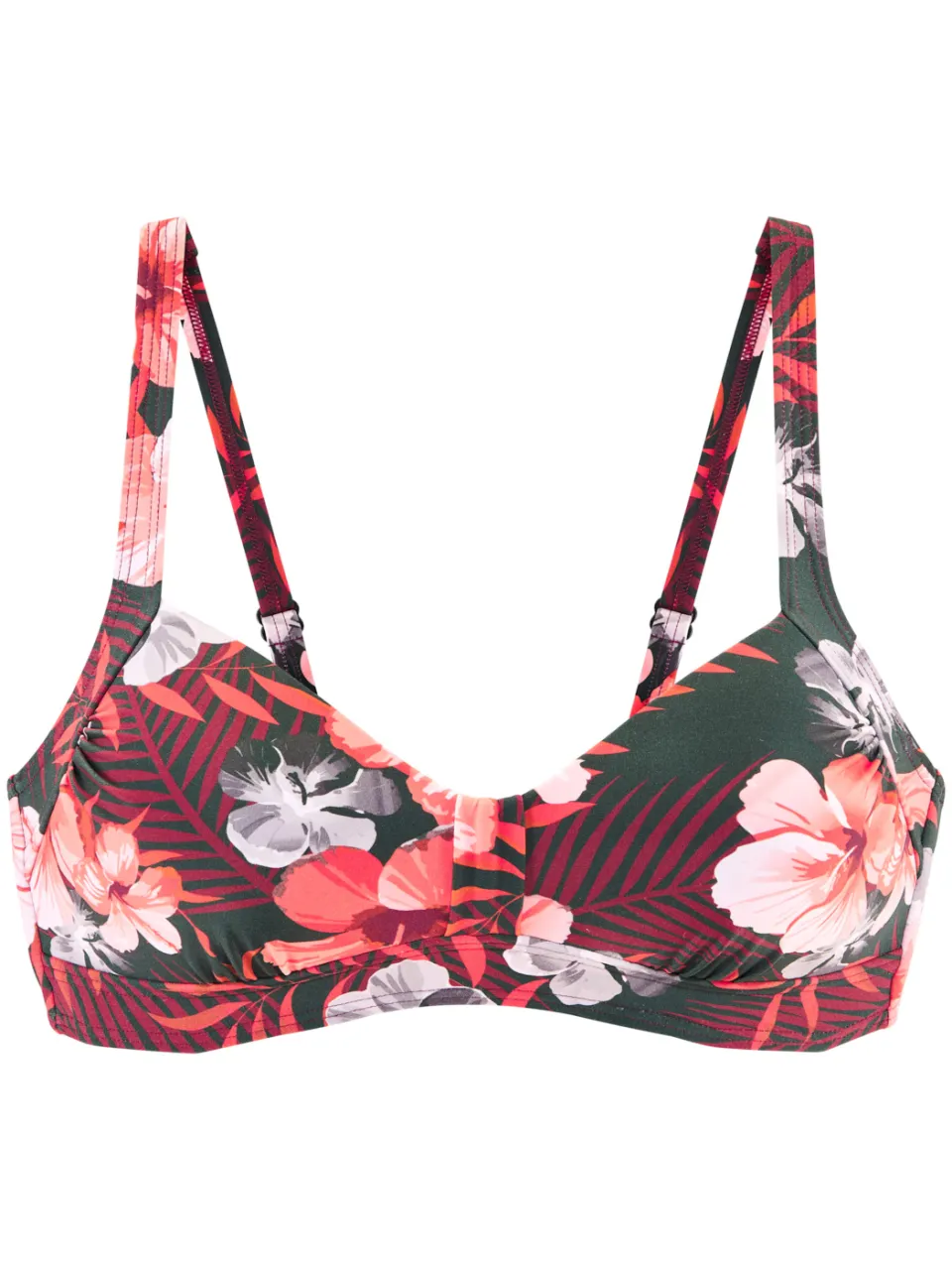 bandeaubikinitop zwart met koraal bloemenprint, foto 2