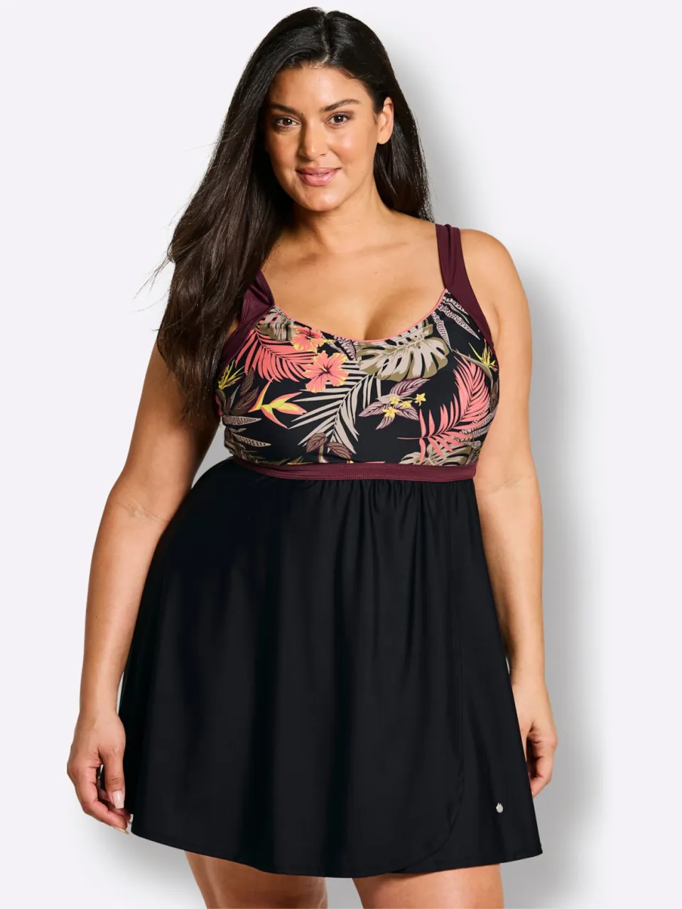 Zwemjurk zwart met tropische print, foto 2