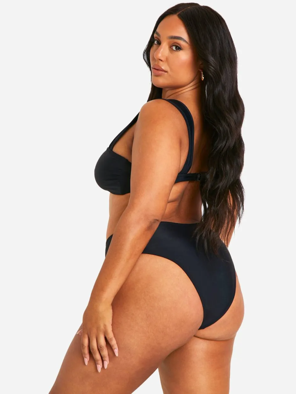 boohoo Dames Plus Bead Trim High Waisted Bikini Set zwart, foto 2