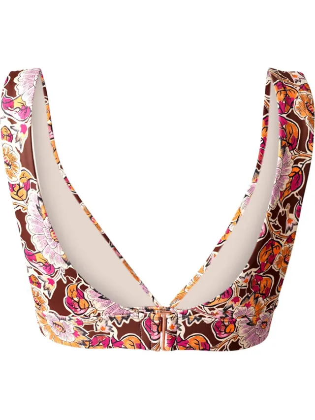 Brunotti Forte-Sakai Dames Bralette Bikini Top - Mix & Match - Bruin, Oranje, Roze - 40 Bruin, Roze, Oranje