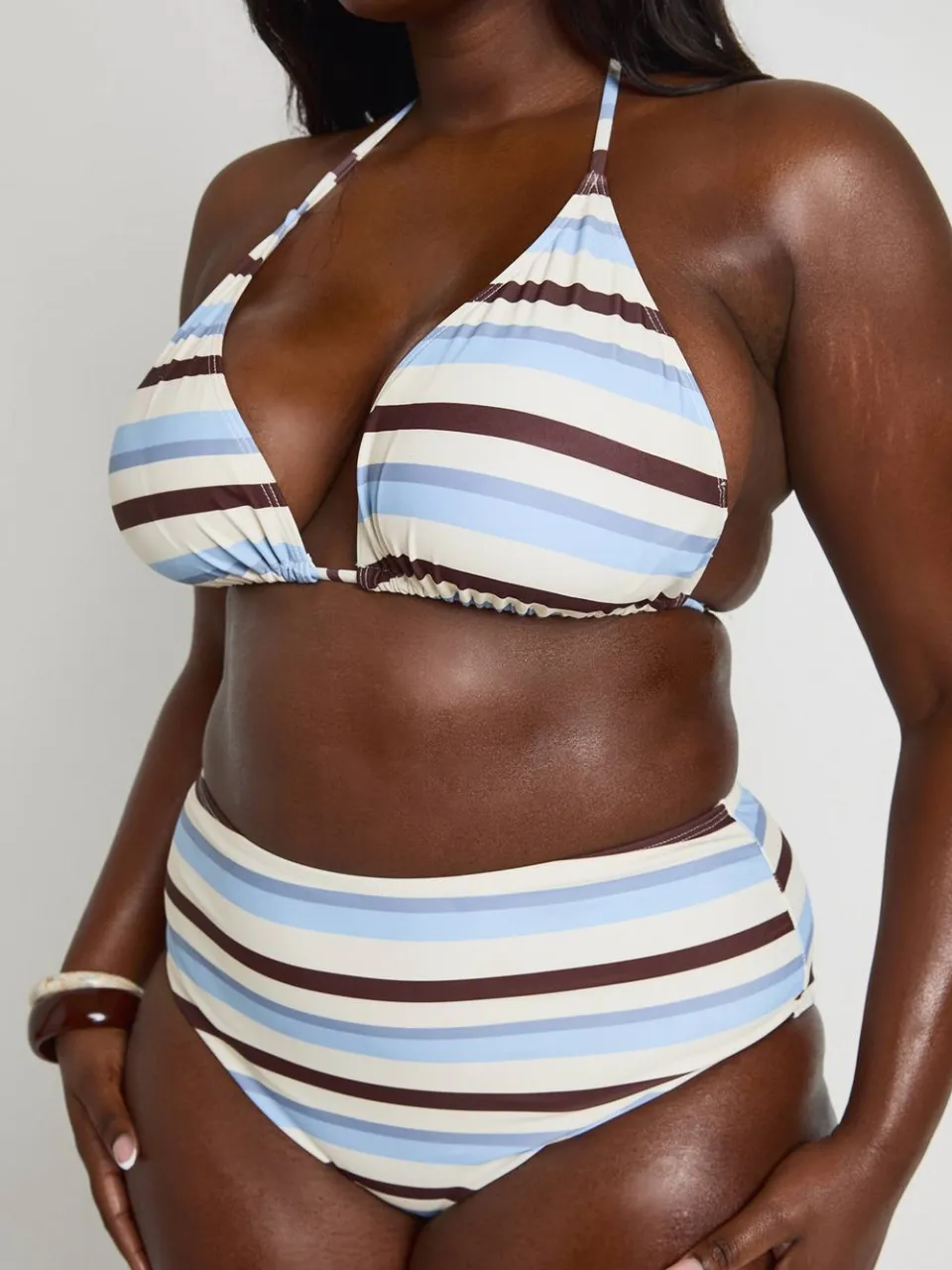 boohoo Dames Plus Gestreepte Top & Hoge Taille Bikini citroen, foto 4