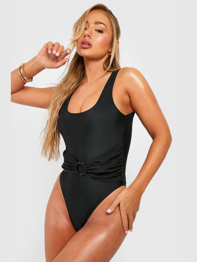 boohoo Dames O-ring Scoop Badpak Zwart