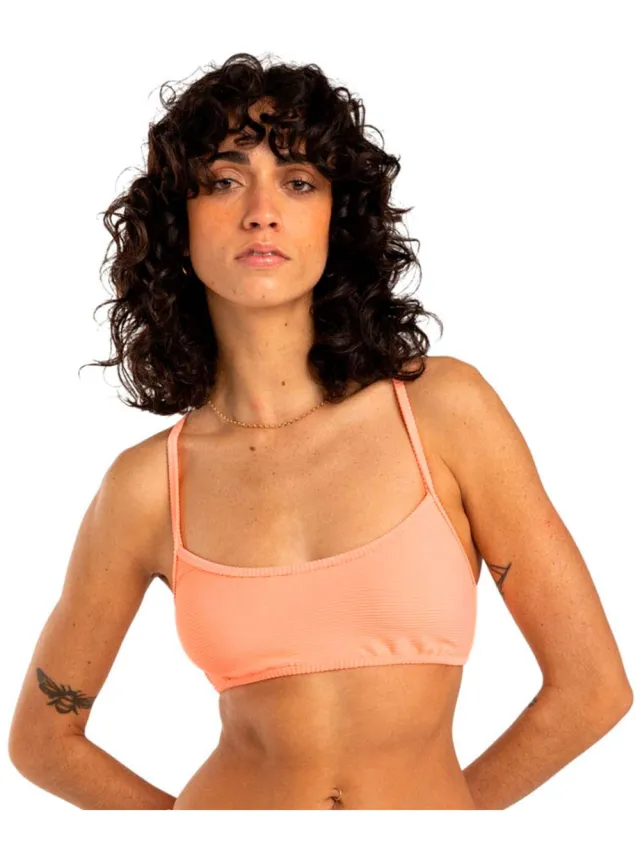 Billabong Tanlines Lace Up Bikinitop Oranje L Vrouw Peach Tart