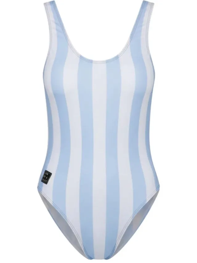 Son of a Beach Stripe Light Blue Dames Badpak - Blauw/Wit