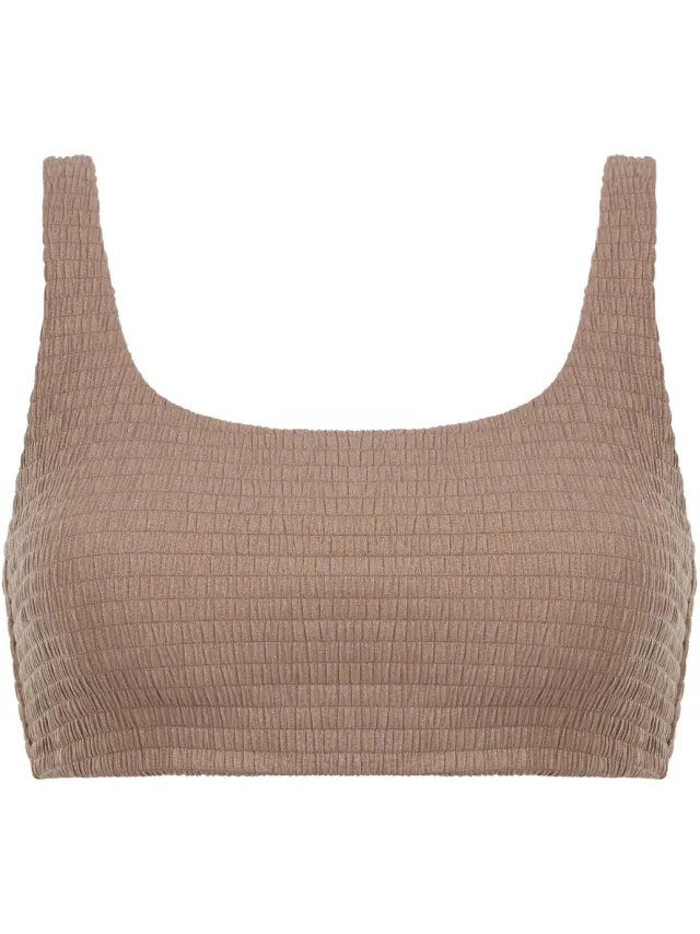Annadiva Swim voorgevormde crop bikinitop Sparkling met lurex taupe, foto 2