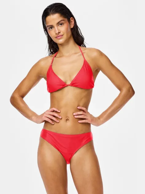 Pieces Dames triangel bikinitop pcbaomi effen Rood