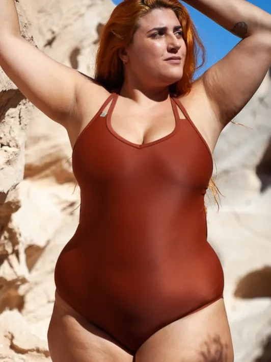 Inaska dames vegan Badpak Chill Earth Roestbruin Donkeroranje