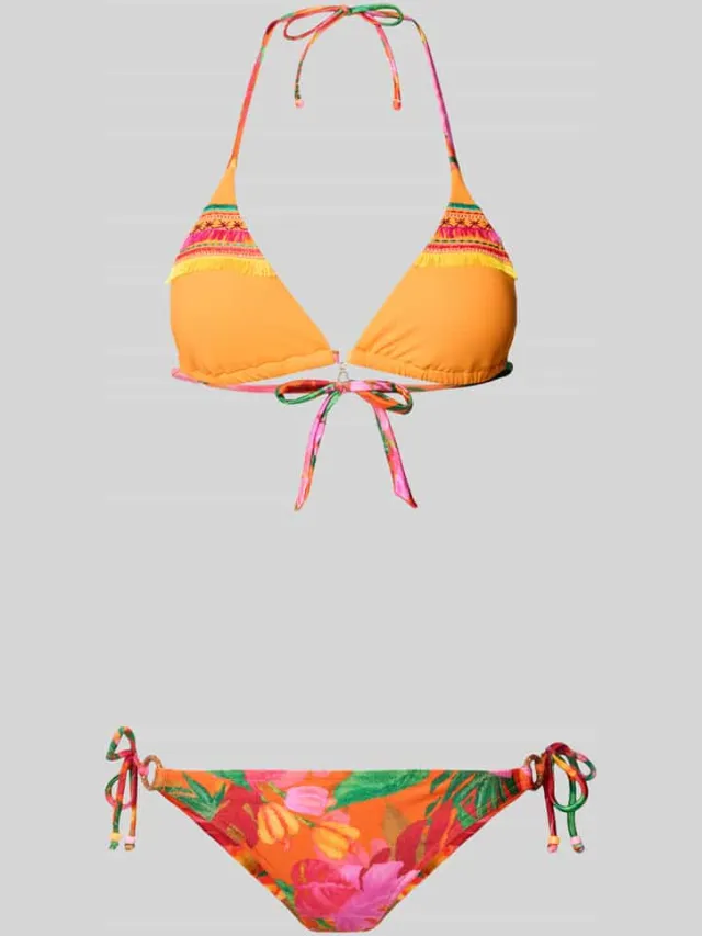 banana moon Bikini met gewatteerde cups en zijvetering Oranje