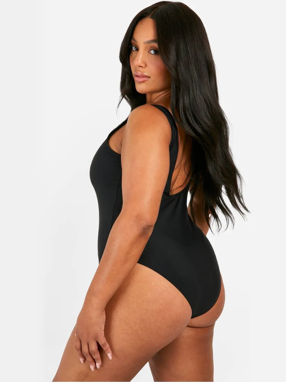 boohoo Dames Plus Tummy Control Scoop Badpak zwart, foto 2
