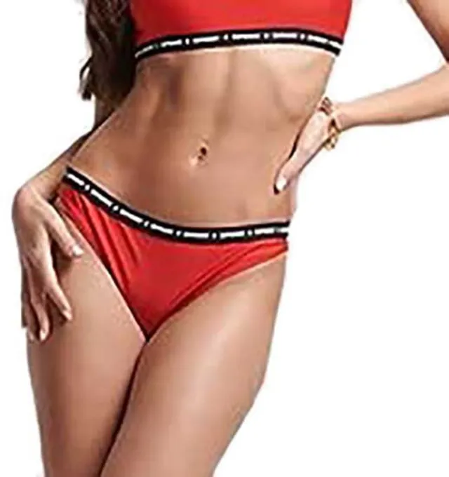 Superdry Gerecycled elastisch micro-bikinibroekje - Dames - Badpakken Sunset Red